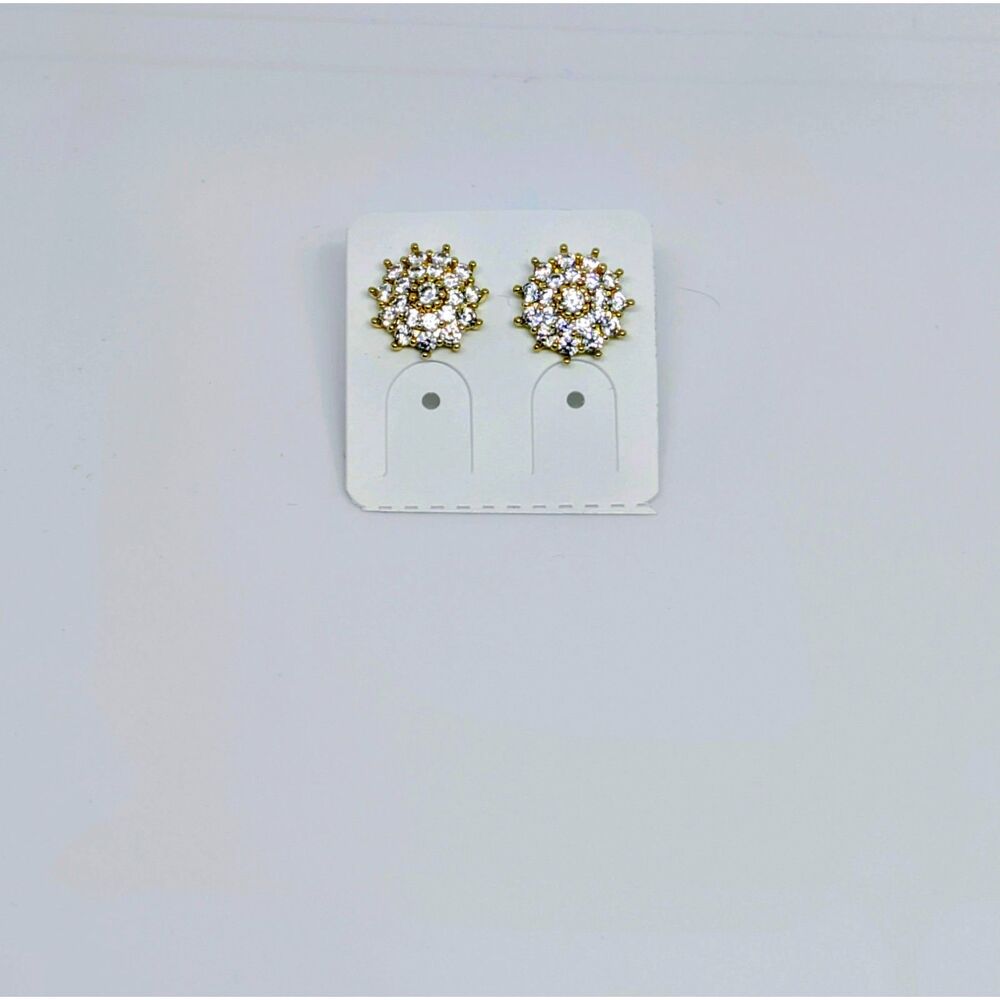 New unisex 14K Gold Filled honeycomb Cluster Earrings with Round CZ stones